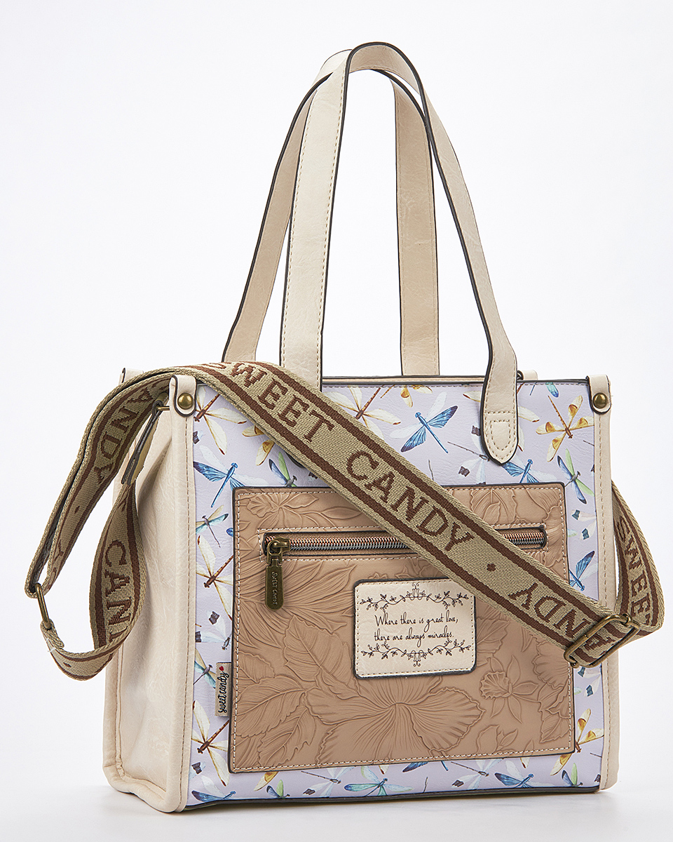 Sweet Candy Τσάντα  Ώμου-Χιαστί με Ρετρό Λουλουδένιο Pattern– Lavender Walk