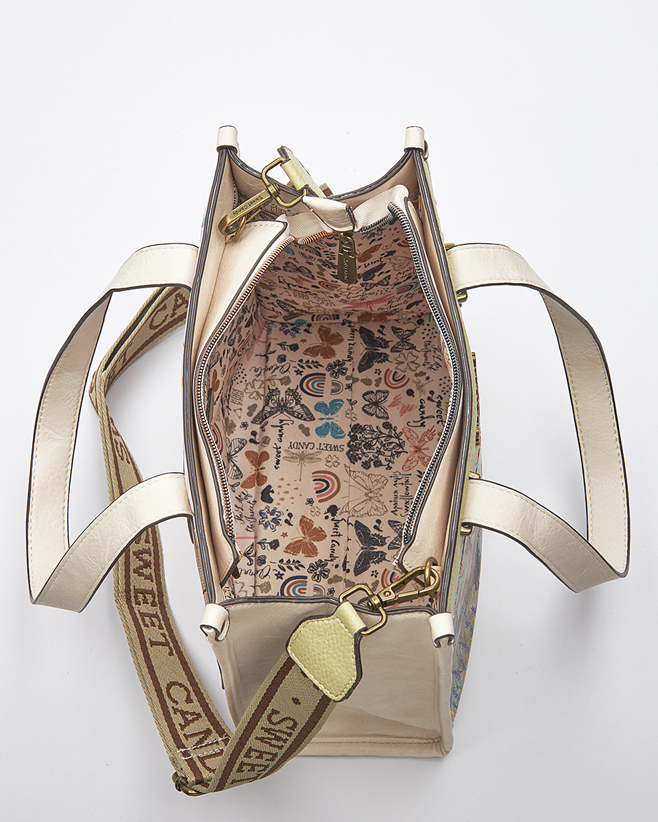 Sweet Candy Τσάντα  Ώμου-Χιαστί με Ρετρό Λουλουδένιο Pattern– Lavender Walk