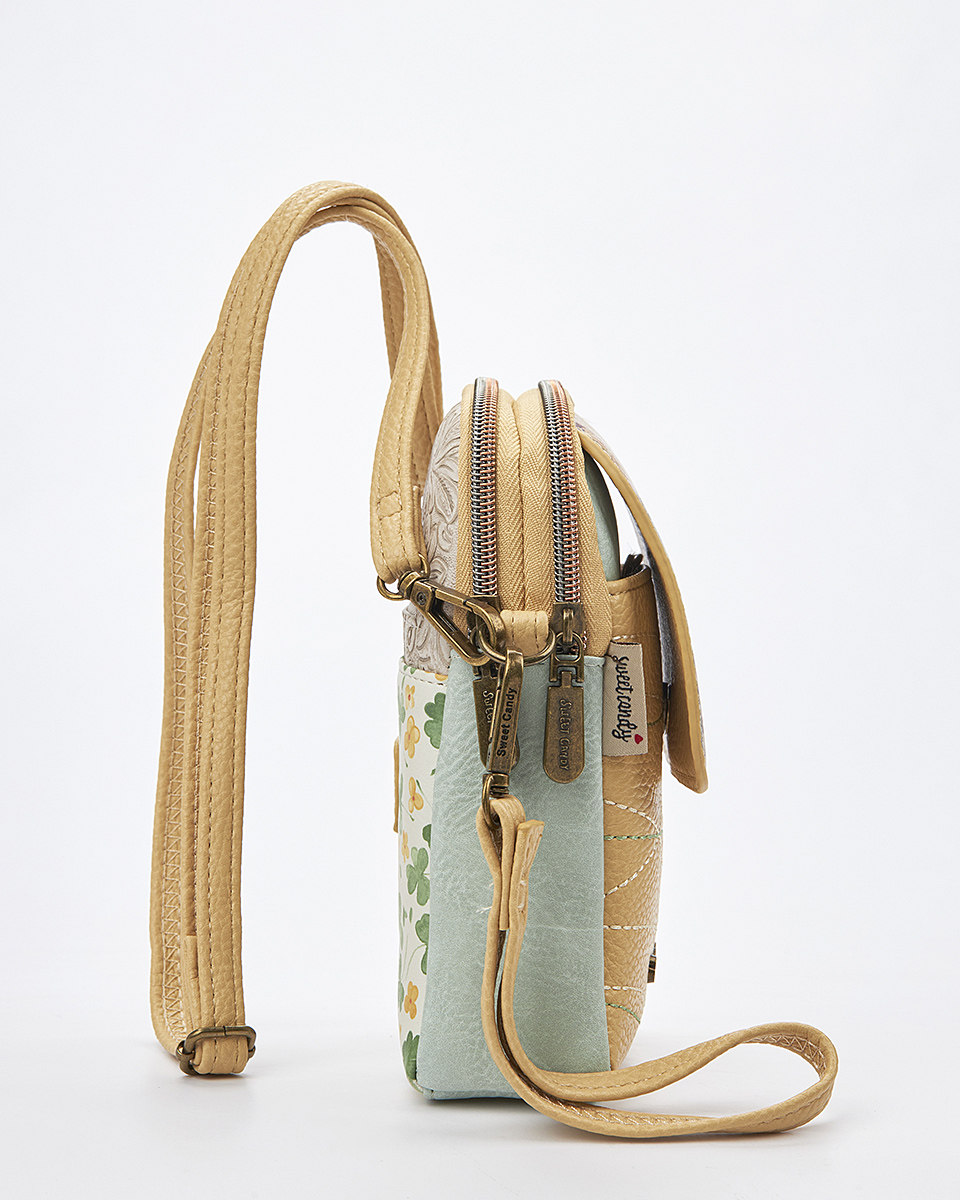 Sweet Candy Μικρή Τσάντα με Μοτίβο Λεβάντα & Διπλό Φερμουάρ – Lavender Walk