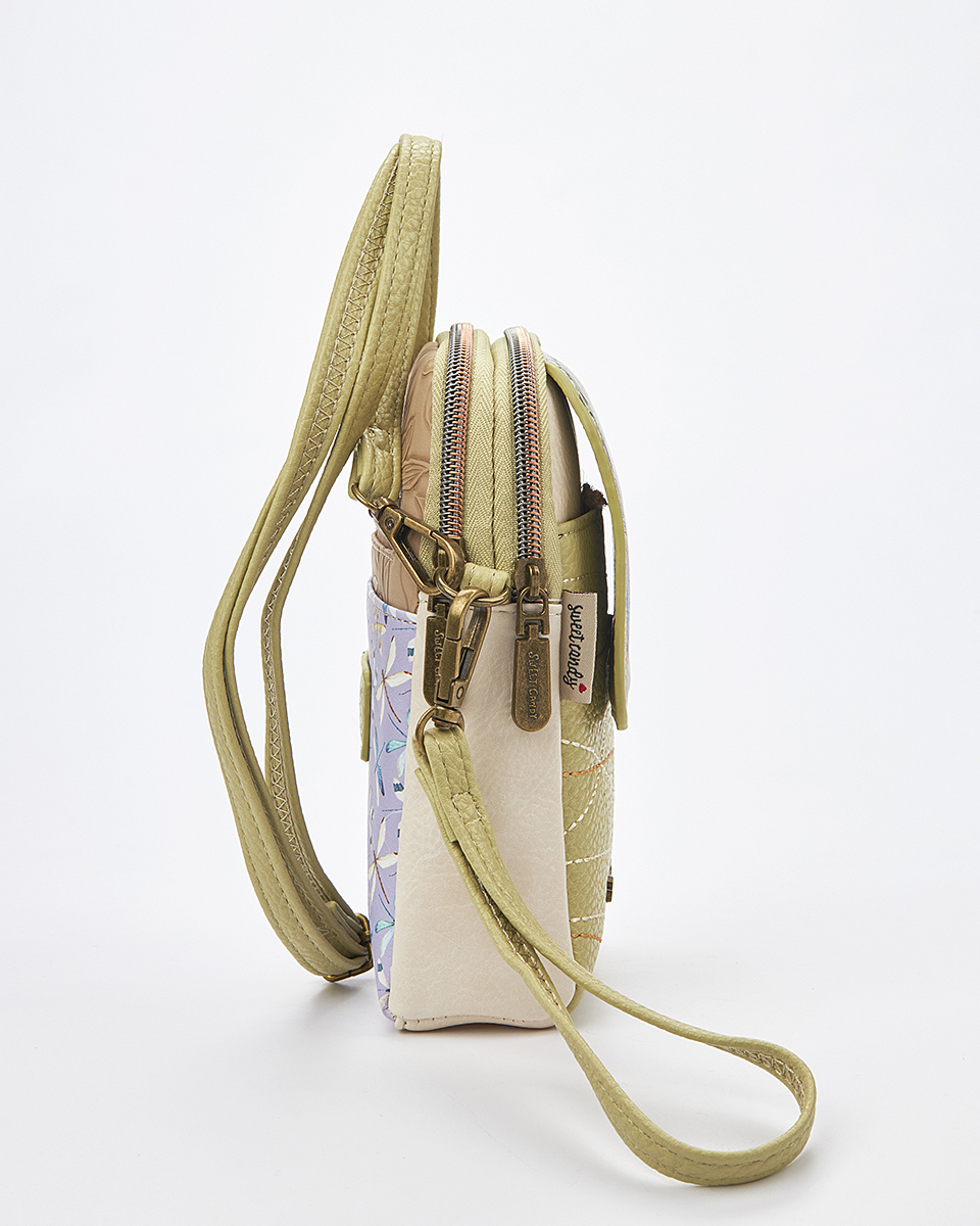 Sweet Candy Μικρή Τσάντα με Μοτίβο Λεβάντα & Διπλό Φερμουάρ – Lavender Walk