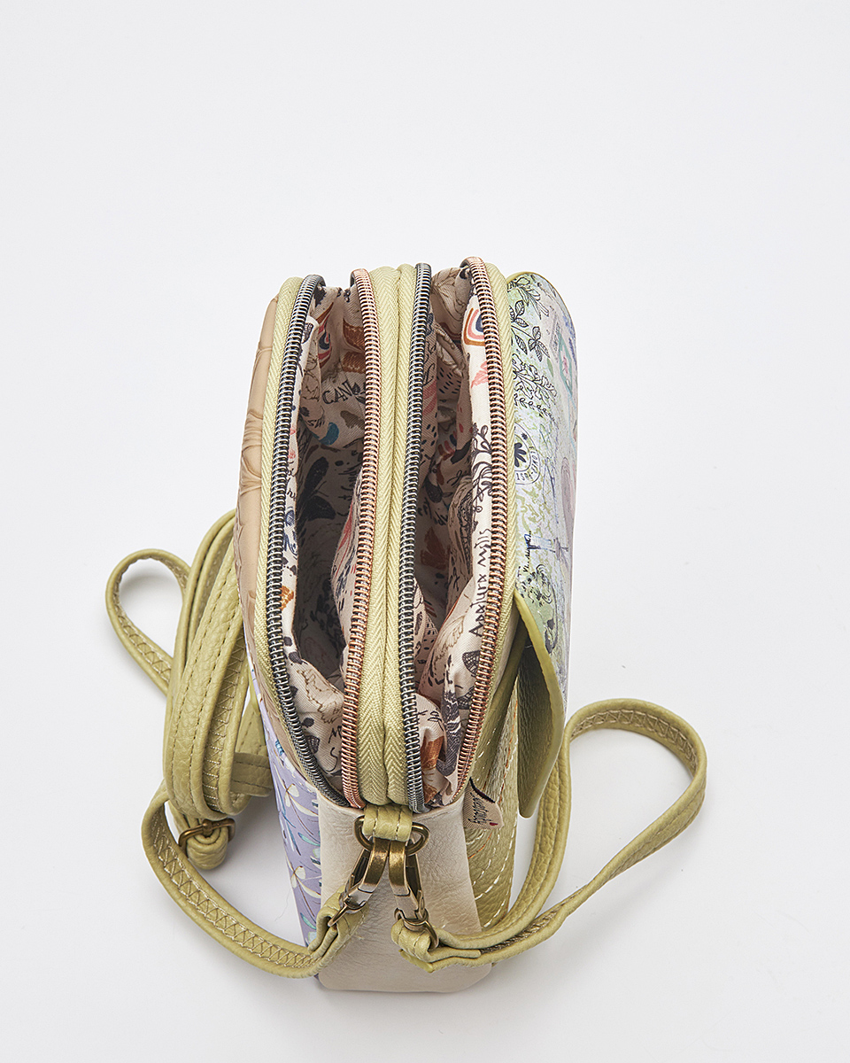 Sweet Candy Μικρή Τσάντα με Μοτίβο Λεβάντα & Διπλό Φερμουάρ – Lavender Walk