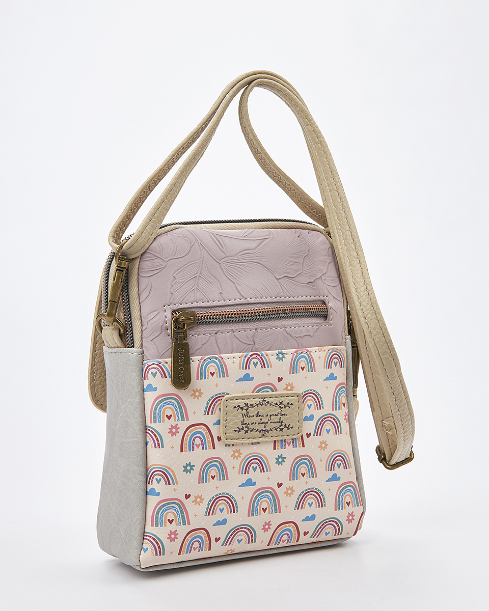 Sweet Candy Τσάντα Ώμου με Κορίτσι & Ανάγλυφα Λουλούδια – Vintage Story