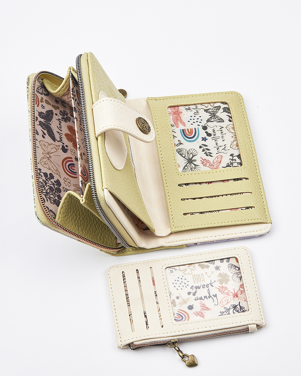 Sweet Candy Γυναικείο Πορτοφόλι με Μοτίβο Λεβάντα & Ρομαντική Καρδιά – Lavender Walk