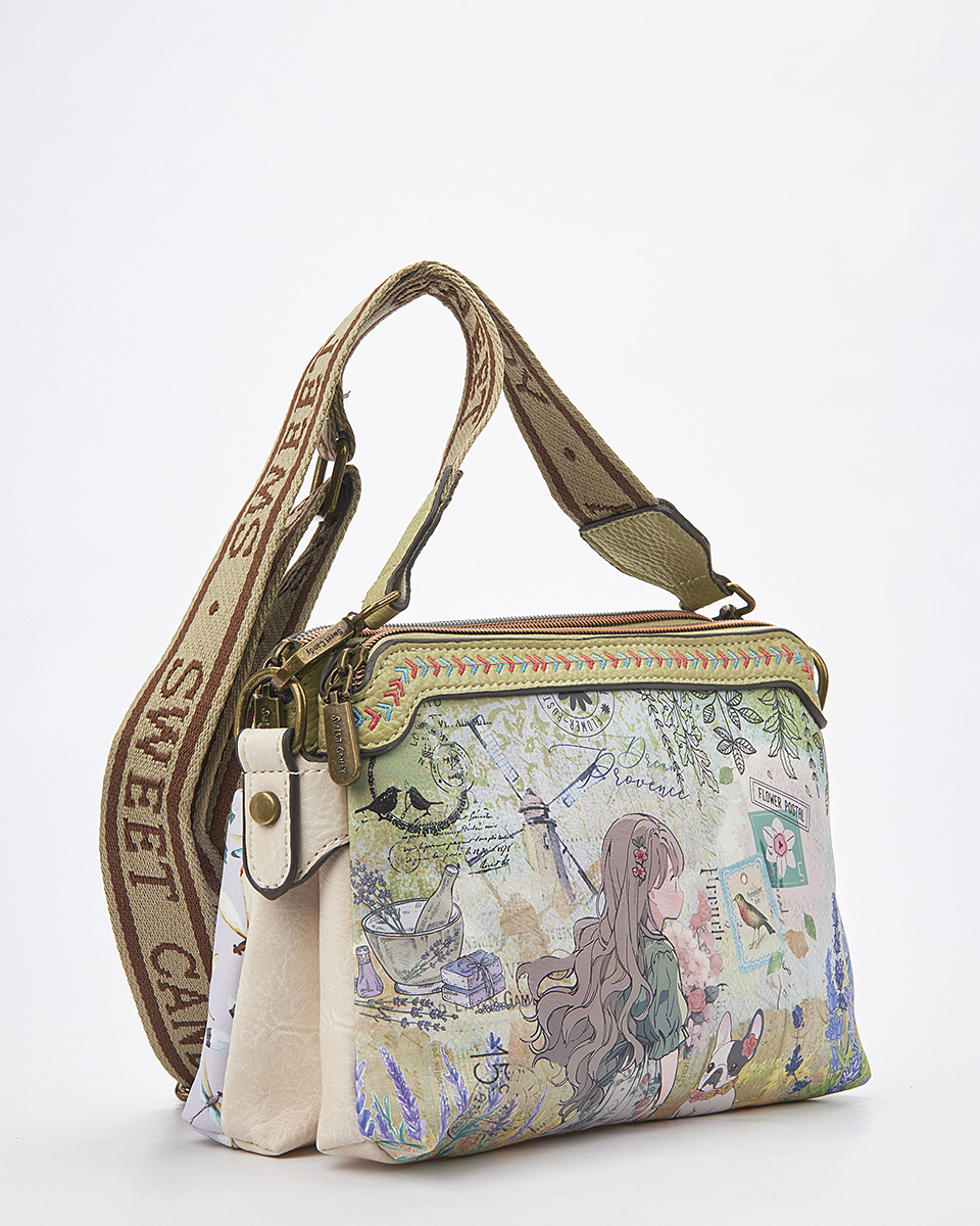 Sweet Candy Τσάντα με Μοτίβο Λεβάντα & Ρυθμιζόμενο Ιμάντα – Lavender Walk