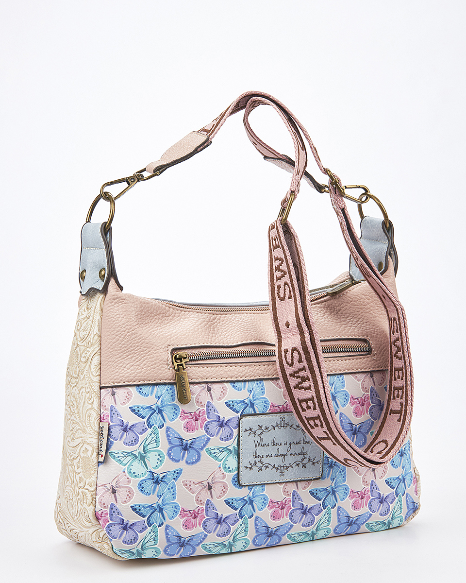 Sweet Candy Γυναικεία Τσάντα Ώμουμε Floral Ανάγλυφα και Ευρύχωρο Σχέδιο – Floral Whisper