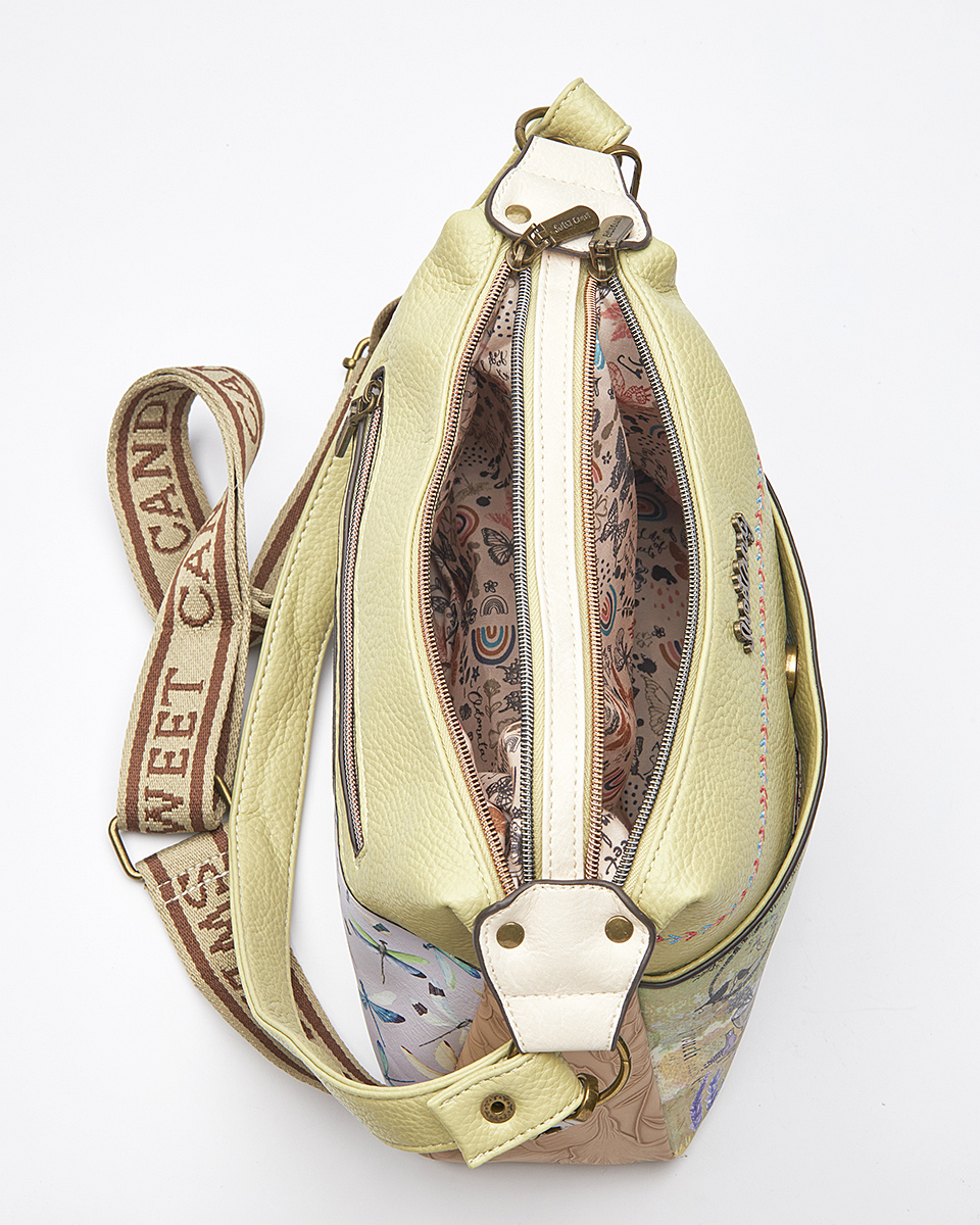 Sweet Candy Τσάντα Ώμου με Μοτίβο Λεβάντα και Φερμουάρ Πίσω – Lavender Walk