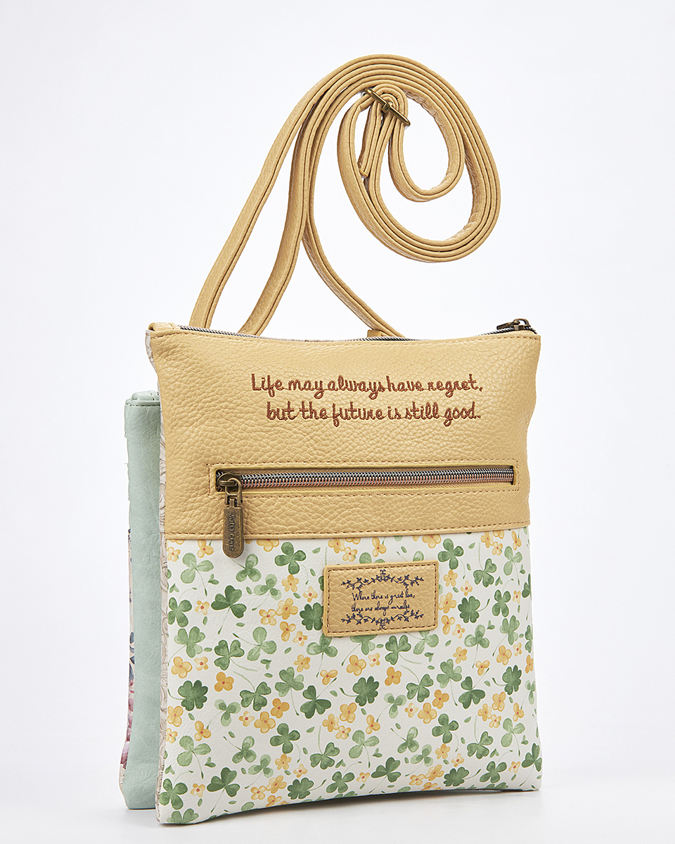 Sweet Candy Γυναικεία Τσάντα Ώμου-Χιαστί με Φερμουάρ – Floral Whisper