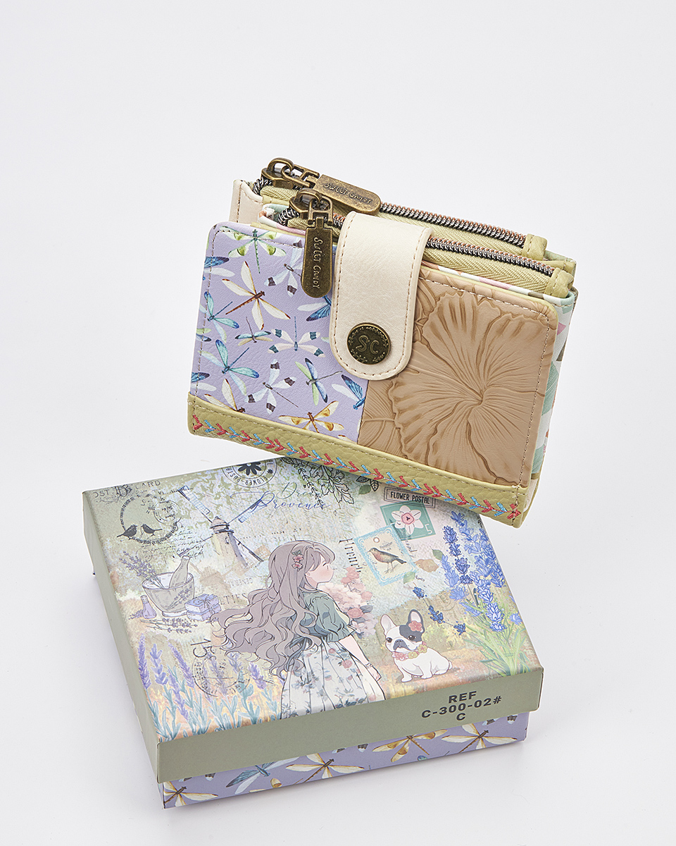 Sweet Candy Γυναικείο Πορτοφόλι με Μοτίβο Λεβάντα & Αναδιπλούμενη Θήκη – Lavender Walk
