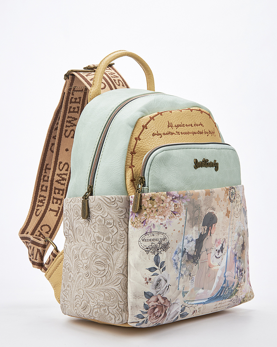 Sweet Candy Γυναικείο Σακίδιο Πλάτης με Κεντημένο Σχέδιο – Floral Whisper