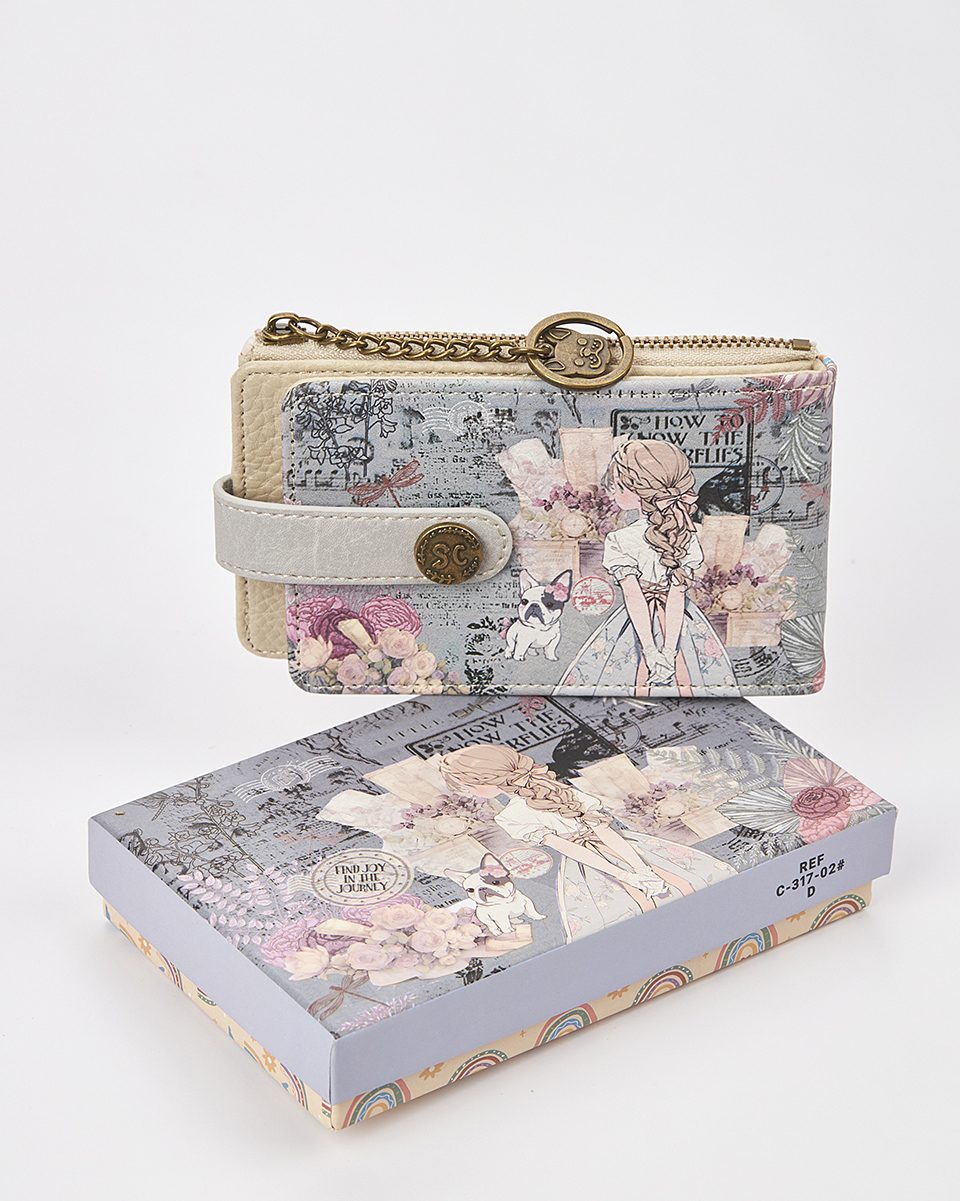 Sweet Candy Γυναικείο Πορτοφόλι με Ρομαντικές Νότες και Ανάγλυφο Σχέδιο – Vintage Story