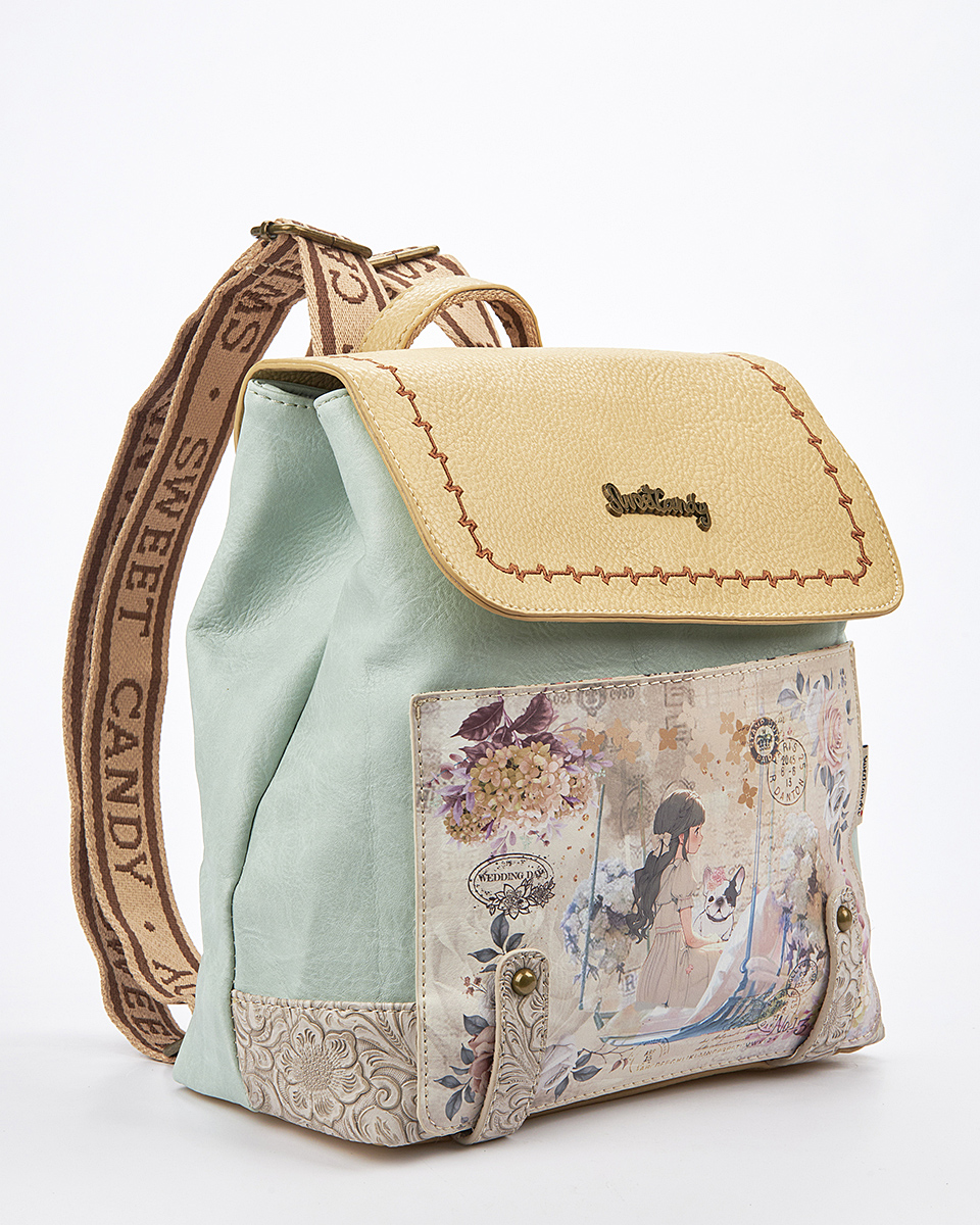 Sweet Candy Γυναικείο Σακίδιο Πλάτης με Ρετρό Κεντήματα – Floral Whisper