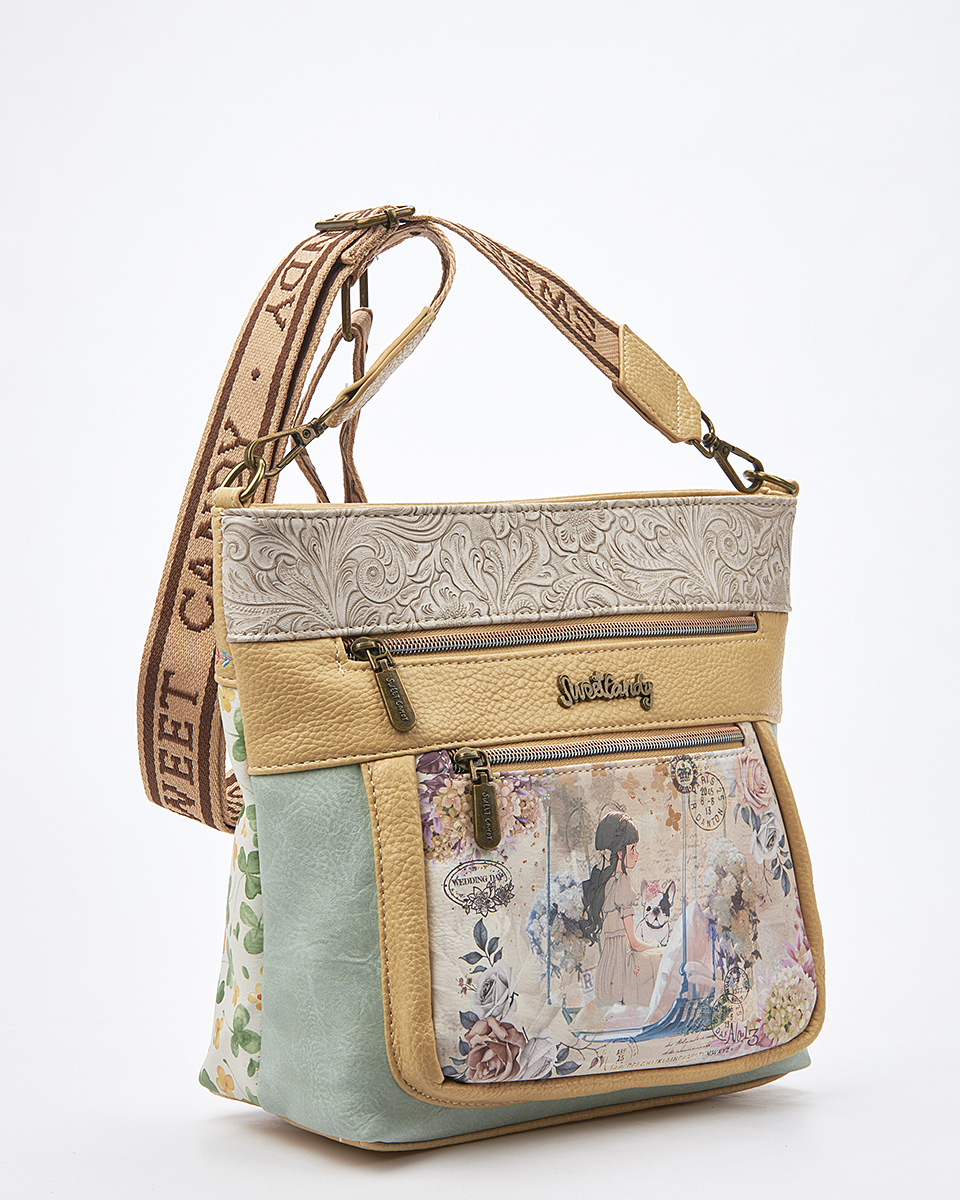 Sweet Candy Γυναικεία Τσάντα Ώμου με Ανάγλυφη Λεπτομέρεια – Floral Whisper
