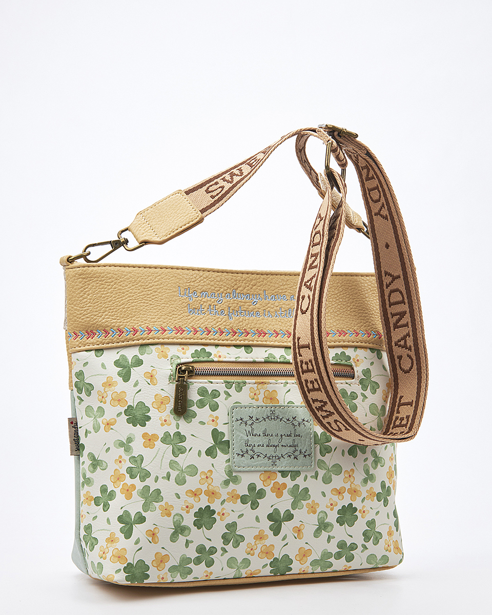 Sweet Candy Γυναικεία Τσάντα Ώμου με Ανάγλυφη Λεπτομέρεια – Floral Whisper