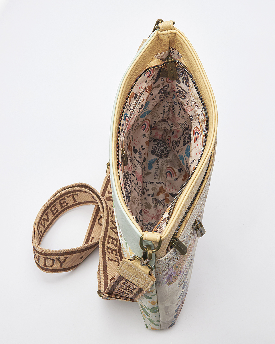 Sweet Candy Γυναικεια Τσαντα Ωμου-Χιαστι με Vintage Μοτιβο – Floral Whisper