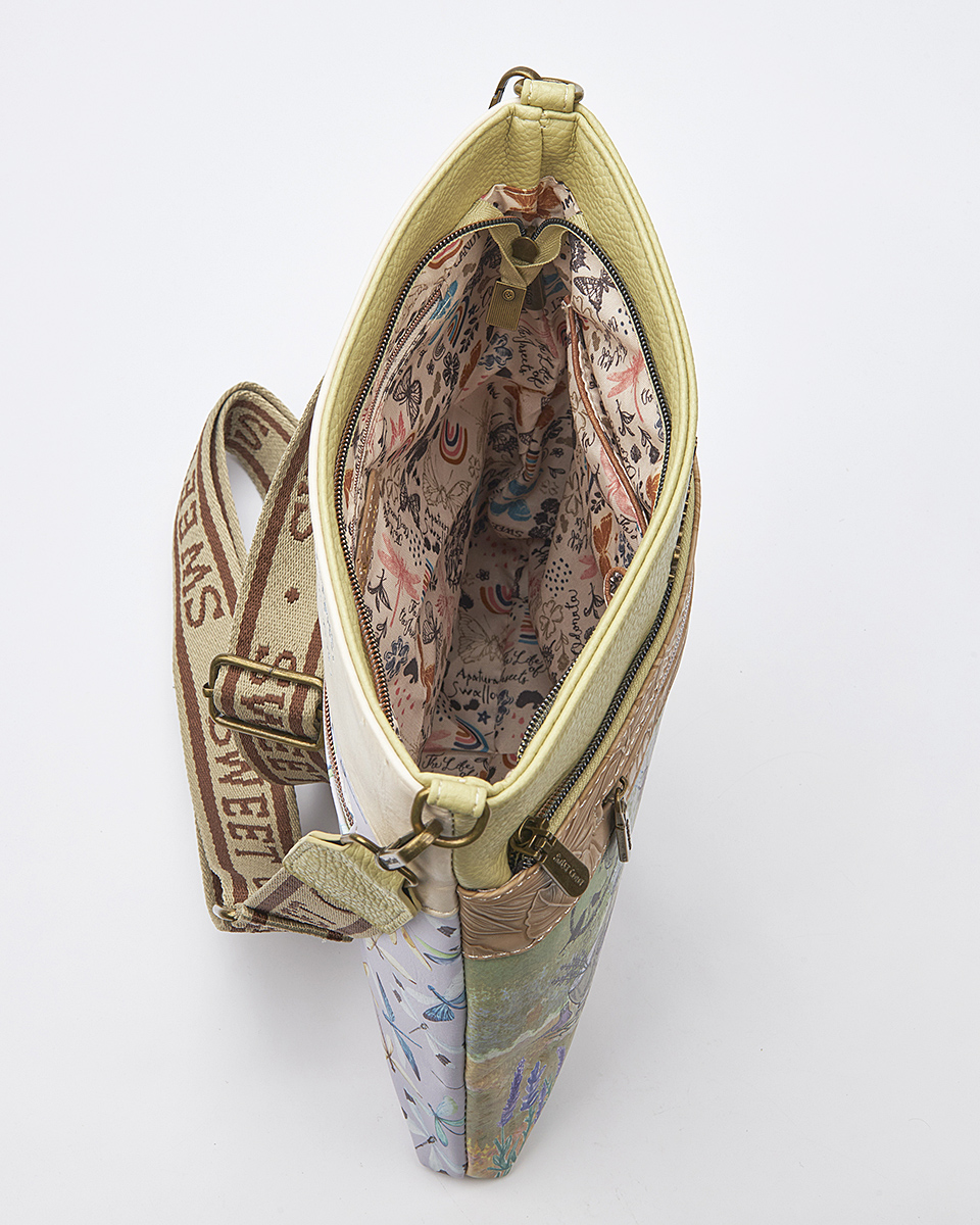 Sweet Candy Γυναικεια Τσαντα Ωμου-Χιαστι με Vintage Μοτιβο – Lavender Walk