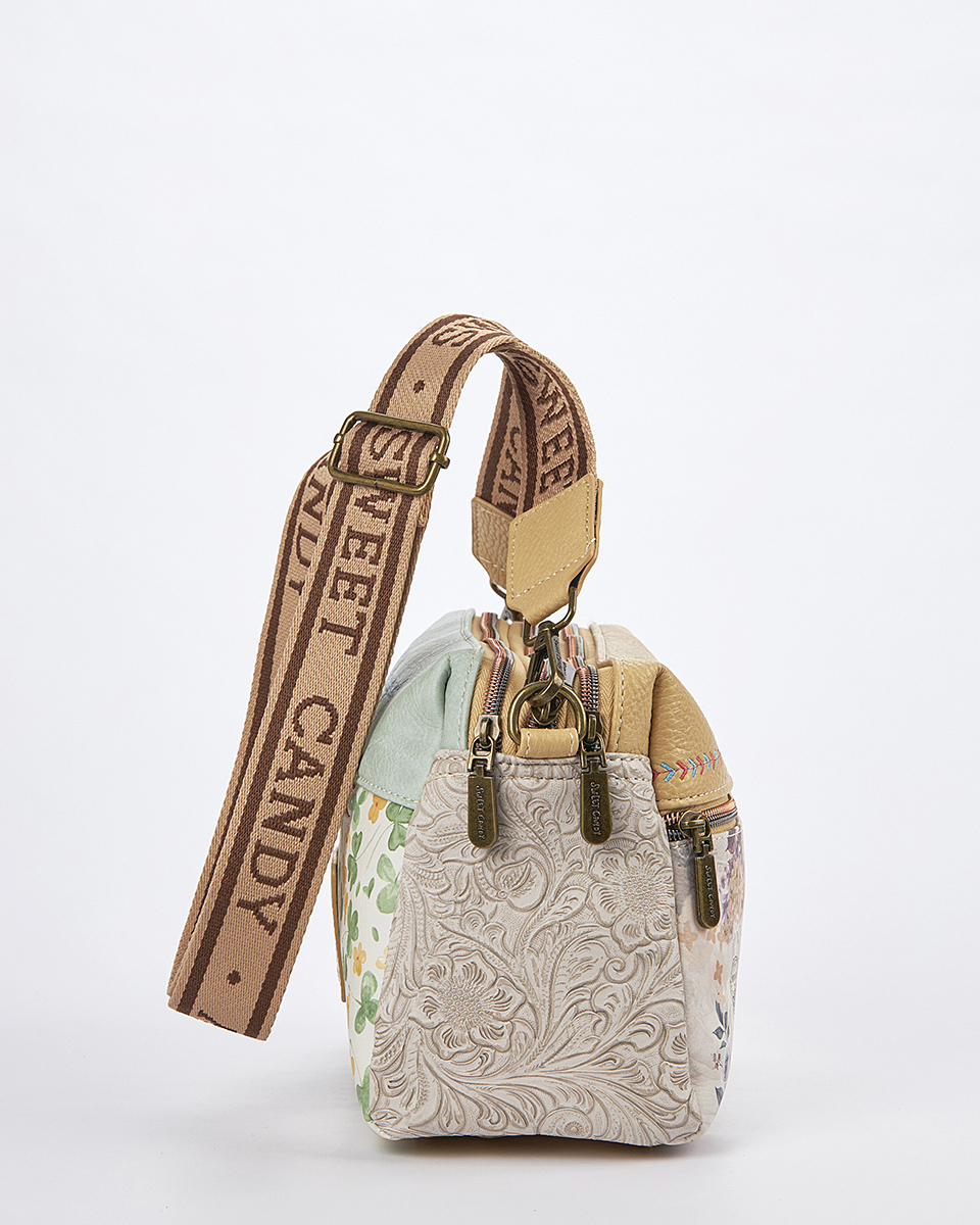 Sweet Candy Γυναικεία Τσάντα Ώμου με Λουλουδένιο Σχέδιο – Floral Whisper
