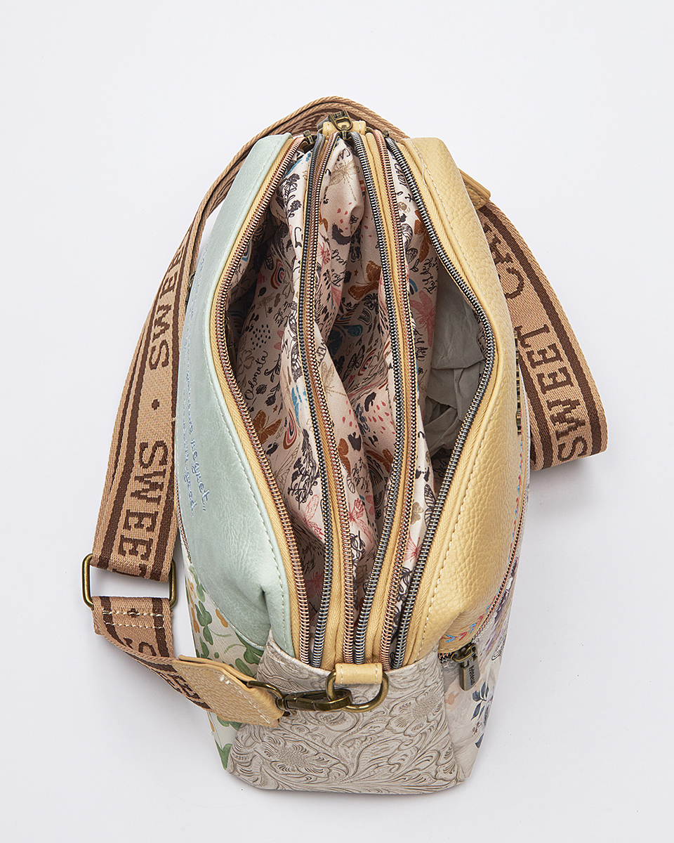 Sweet Candy Γυναικεία Τσάντα Ώμου με Λουλουδένιο Σχέδιο – Floral Whisper