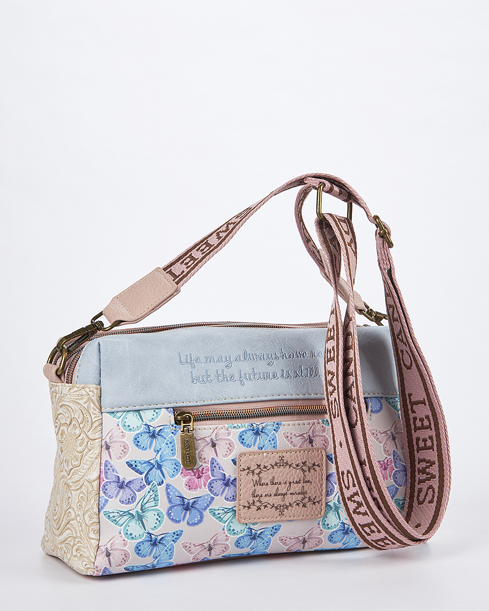 Sweet Candy Γυναικεία Τσάντα Ώμου-Χιαστί με Vintage Γραφικά – Mirror Bloom