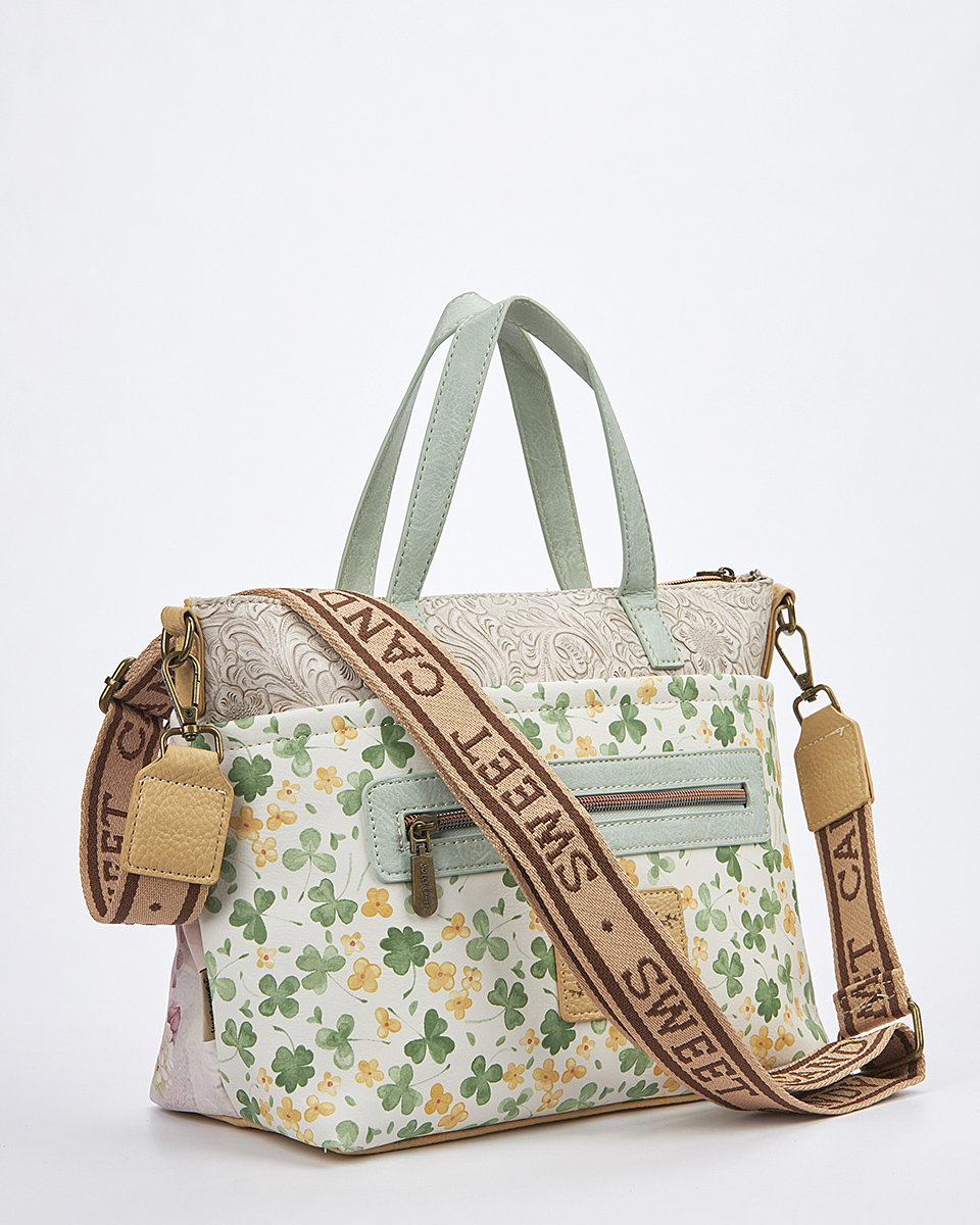 Sweet Candy Γυναικεία Τσάντα Ώμου-Χιαστί με Λουλούδια και Πεταλούδες – Floral Whisper