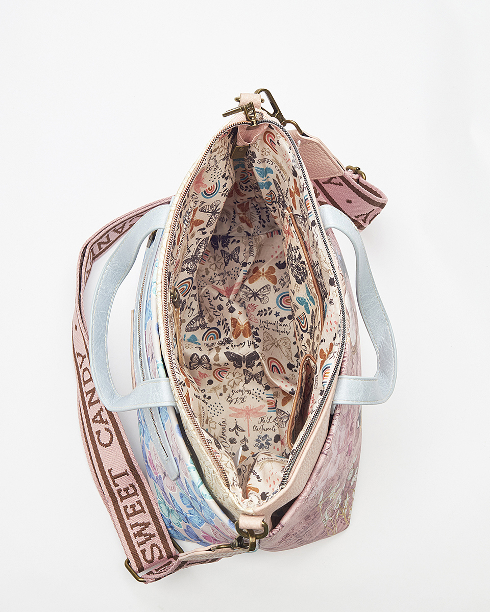 Sweet Candy Γυναικεία Τσάντα Ώμου-Χιαστί με Ρομαντικό Σκίτσο – Mirror Bloom