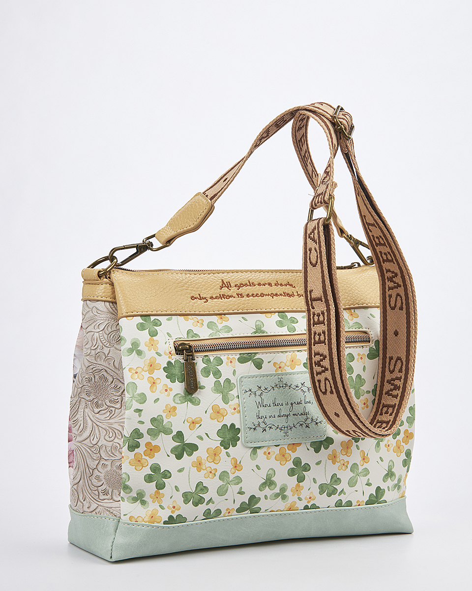 Sweet Candy Γυναικεία Τσάντα Ώμου-Χιαστί με Πεταλούδες και Λουλούδια – Floral Whisper