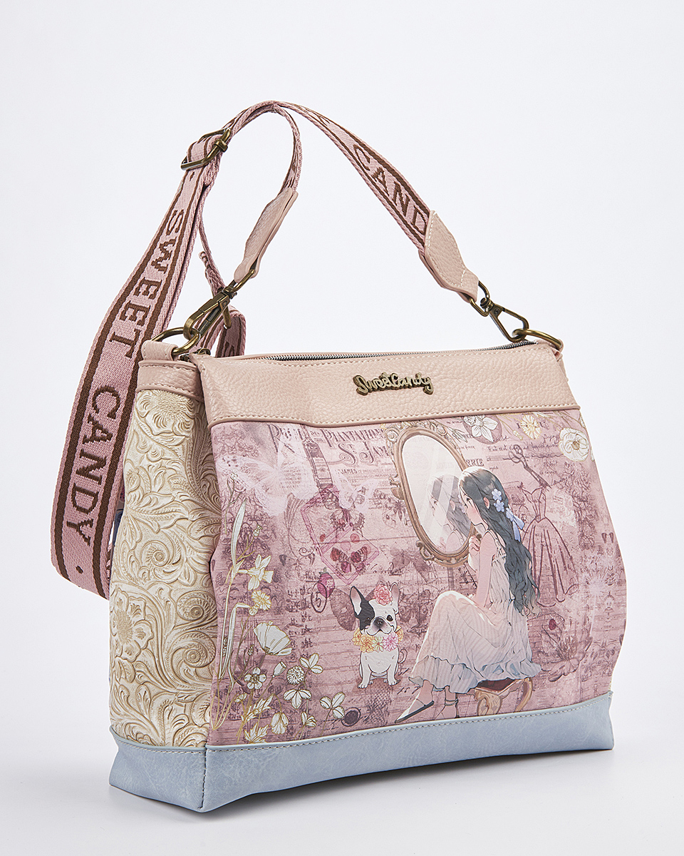 Sweet Candy Γυναικεία Τσάντα Ώμου-Χιαστί με Ρομαντικό Πορτρέτο – Mirror Bloom