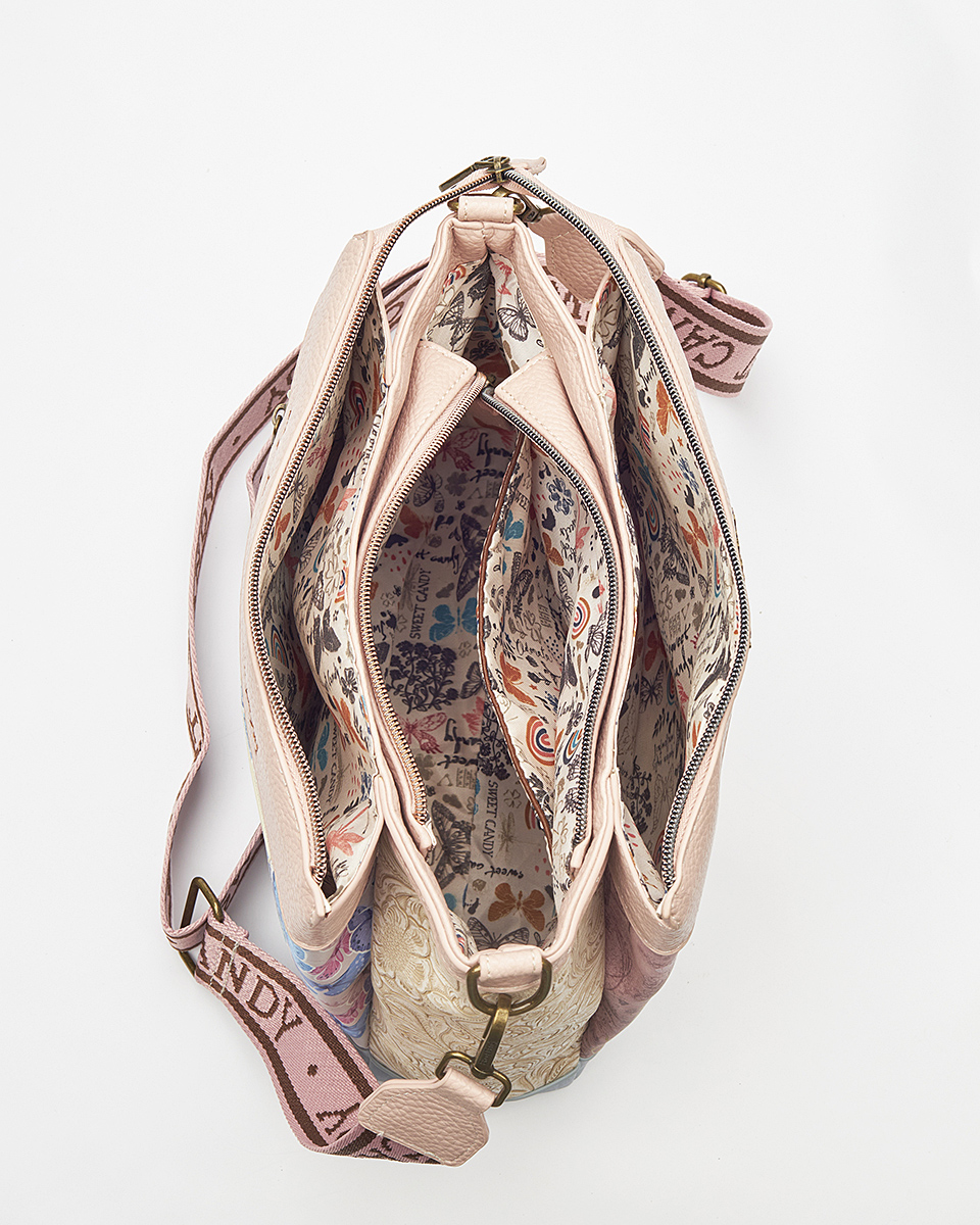 Sweet Candy Γυναικεία Τσάντα Ώμου-Χιαστί με Ρομαντικό Πορτρέτο – Mirror Bloom