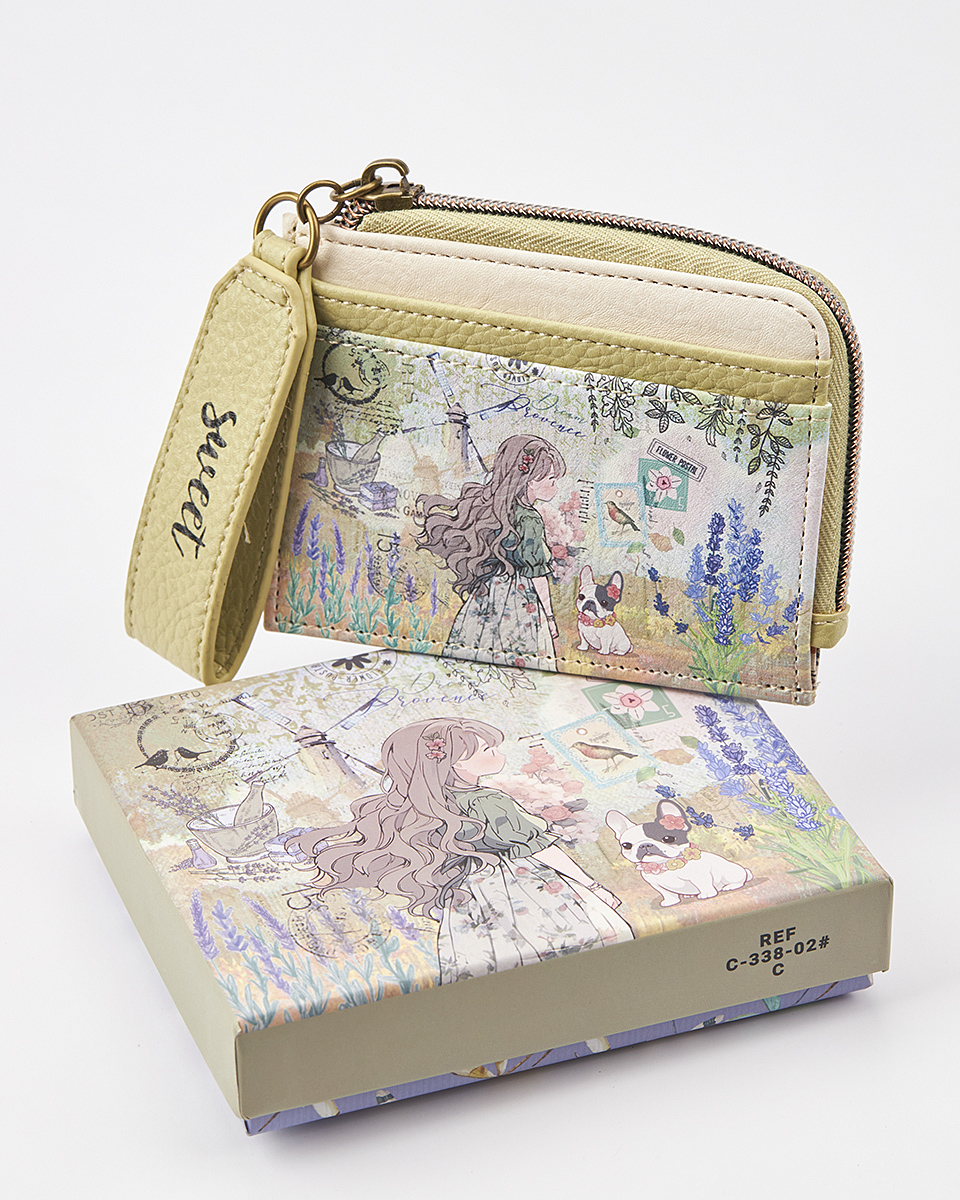 Sweet Candy Γυναικείο Πορτοφόλι με Μοτίβο Λεβάντα & Αναδιπλούμενη Θήκη – Lavender Walk