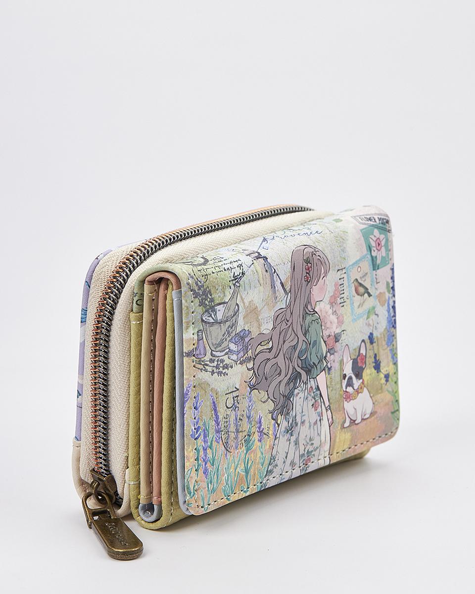 Sweet Candy Γυναικείο Πορτοφόλι με Μοτίβο Λεβάντα & Αναδιπλούμενη Θήκη – Lavender Walk