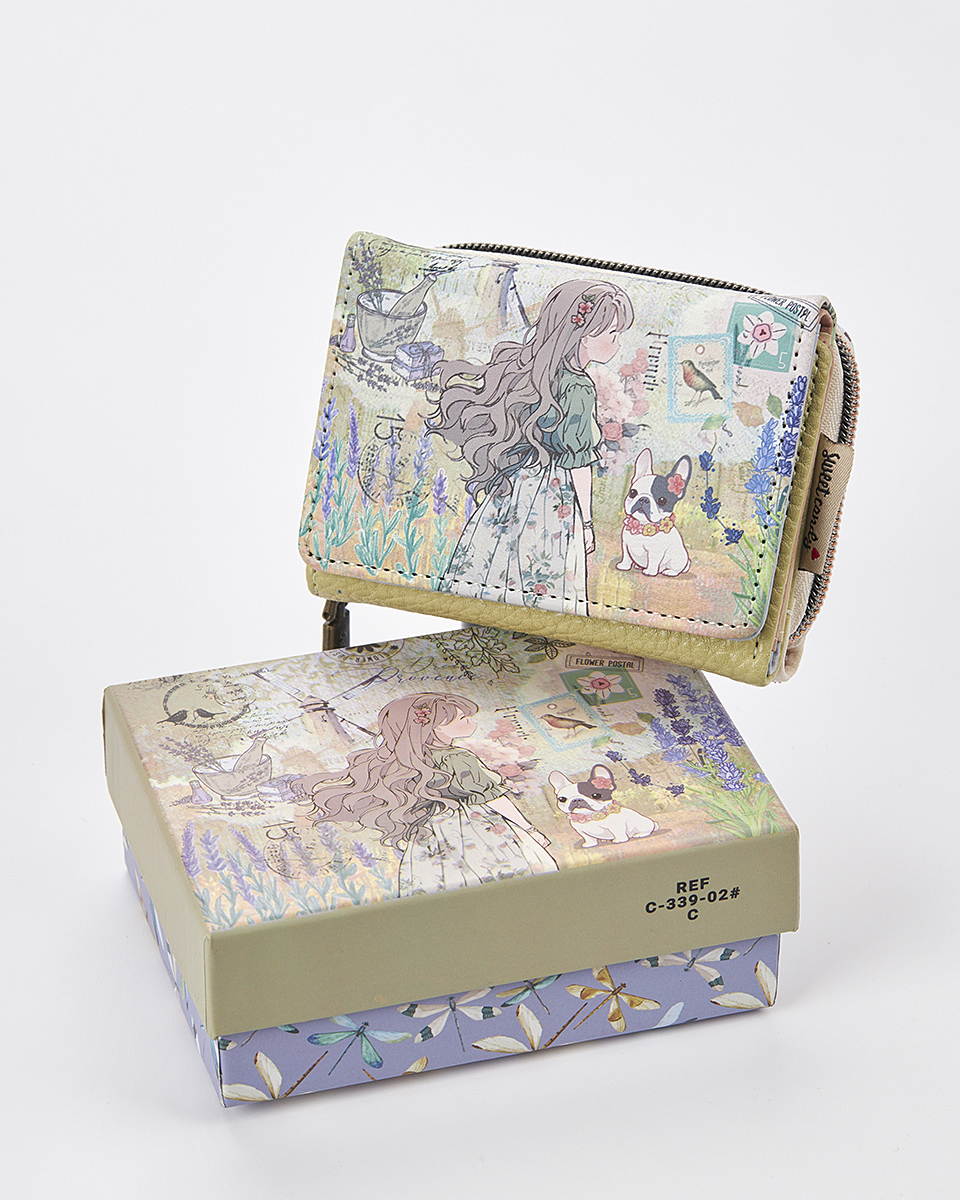 Sweet Candy Γυναικείο Πορτοφόλι με Μοτίβο Λεβάντα & Αναδιπλούμενη Θήκη – Lavender Walk