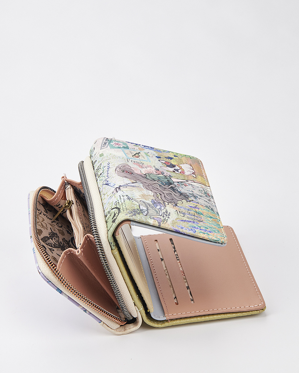 Sweet Candy Γυναικείο Πορτοφόλι με Μοτίβο Λεβάντα & Αναδιπλούμενη Θήκη – Lavender Walk