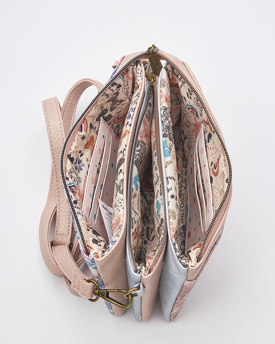 Sweet Candy Γυναικεία Τσάντα Ώμου-Χιαστί με Πορτρέτο και Retro Style – Mirror Bloom