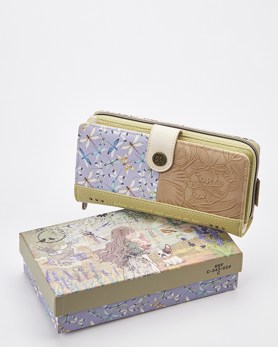 Sweet Candy Γυναικείο Πορτοφόλι με Μοτίβο Λεβάντα & Καρδιά στο Εσωτερικό – Lavender Walk