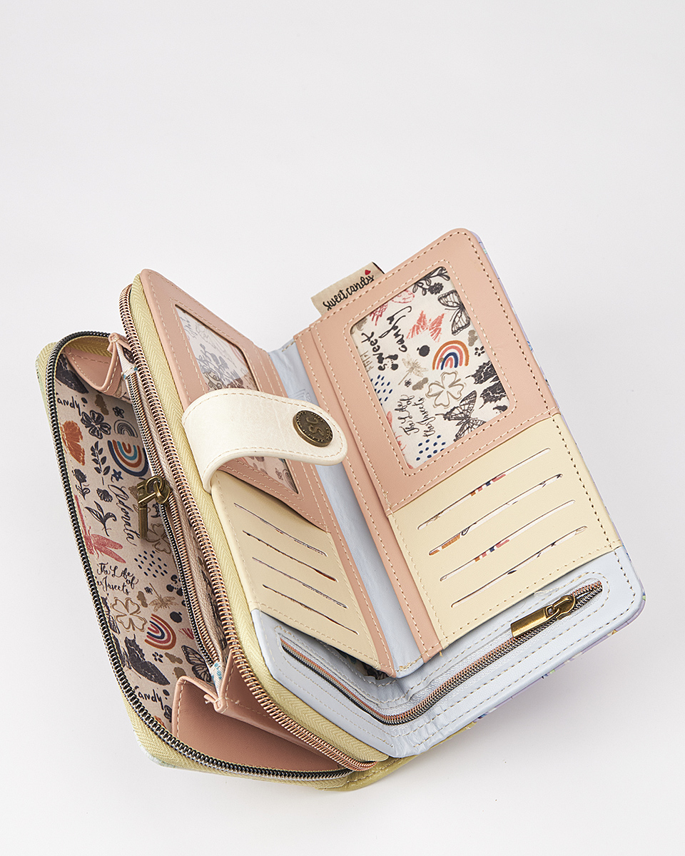 Sweet Candy Γυναικείο Πορτοφόλι με Μοτίβο Λεβάντα & Λουράκι Sweet – Lavender Walk