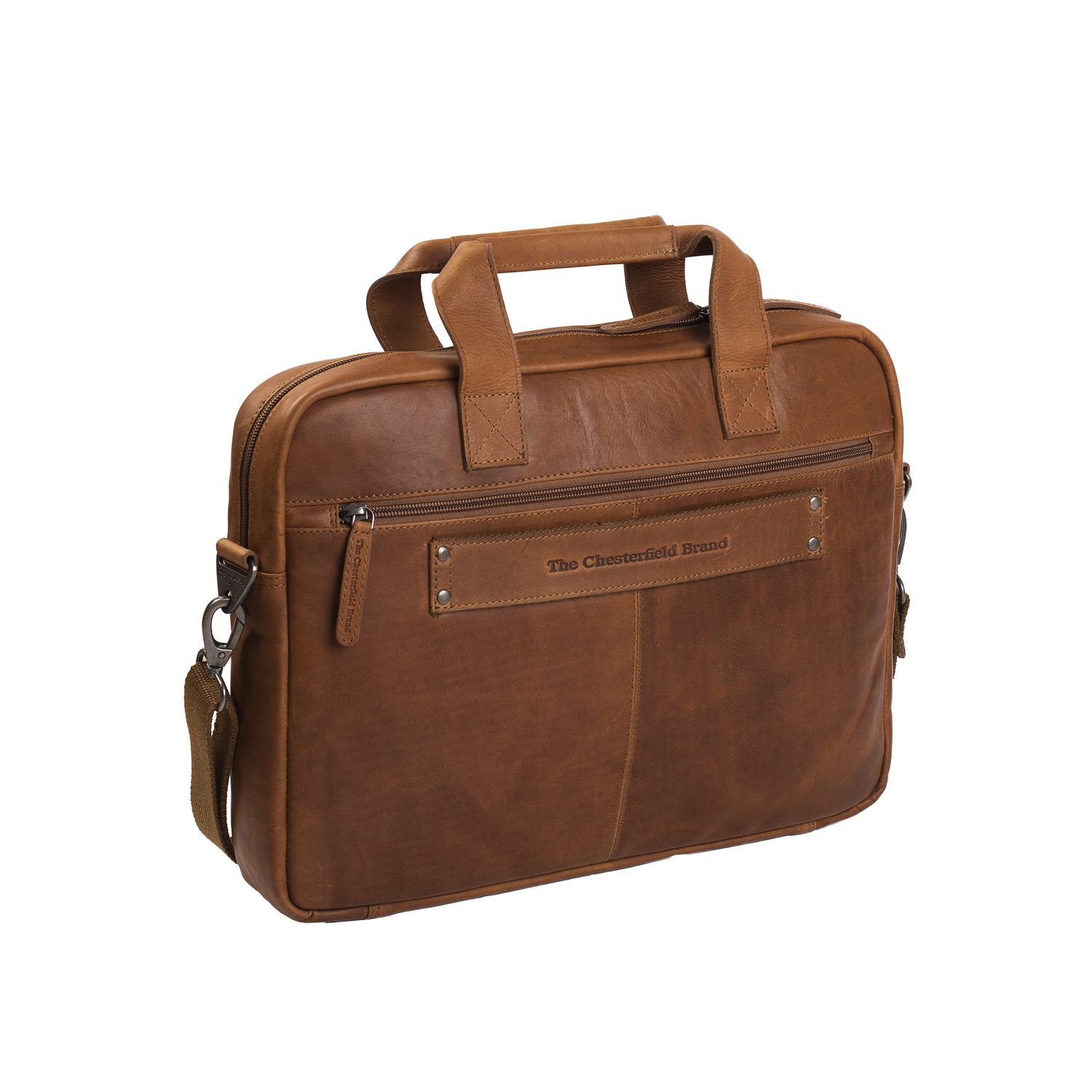 Chesterfield Leather Laptop Bag Calvi Cognac