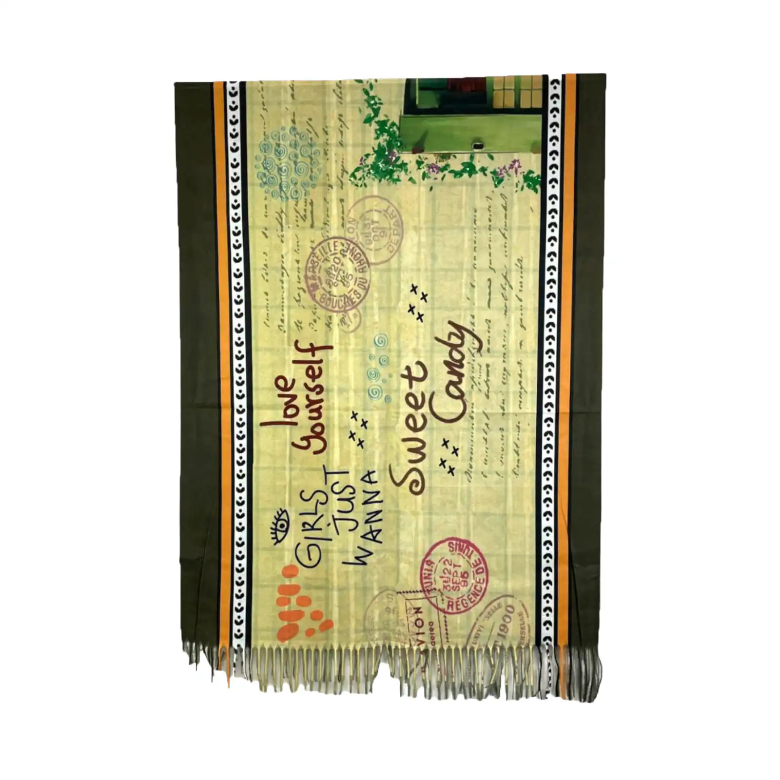 Γυναικείο Φουλάρι με διακοσμητικά κρόσσια Sweet Candy CGC227 Flores