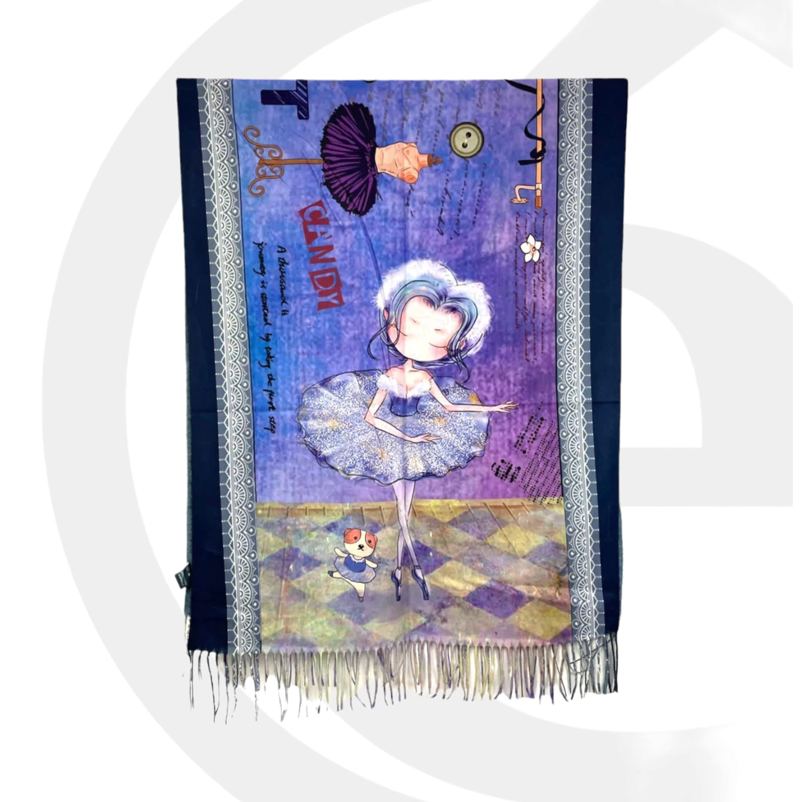 Γυναικείο Φουλάρι με διακοσμητικά κρόσσια Sweet Candy CGC227 Flores