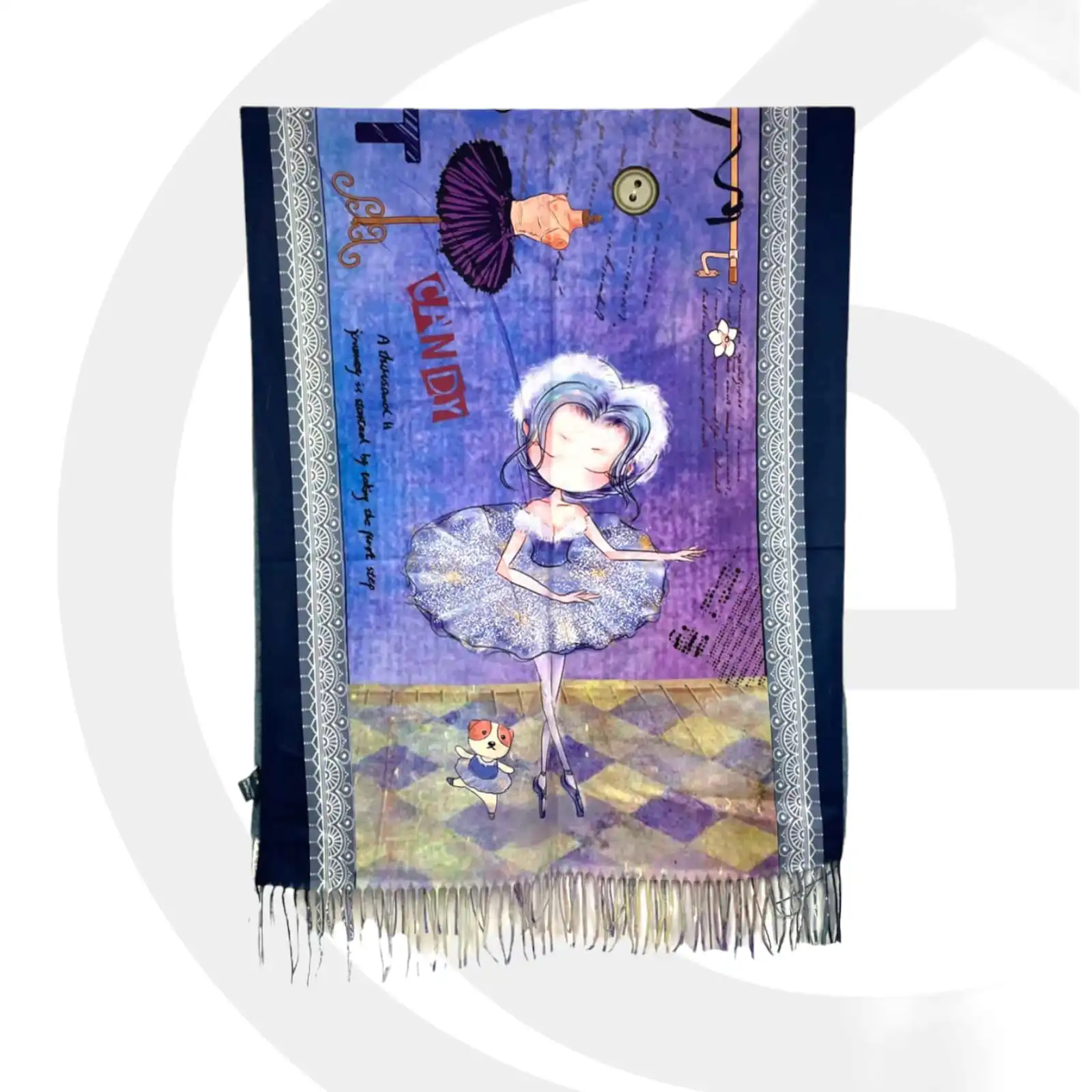 Γυναικείο Φουλάρι με διακοσμητικά κρόσσια Sweet Candy CGC227 Flores