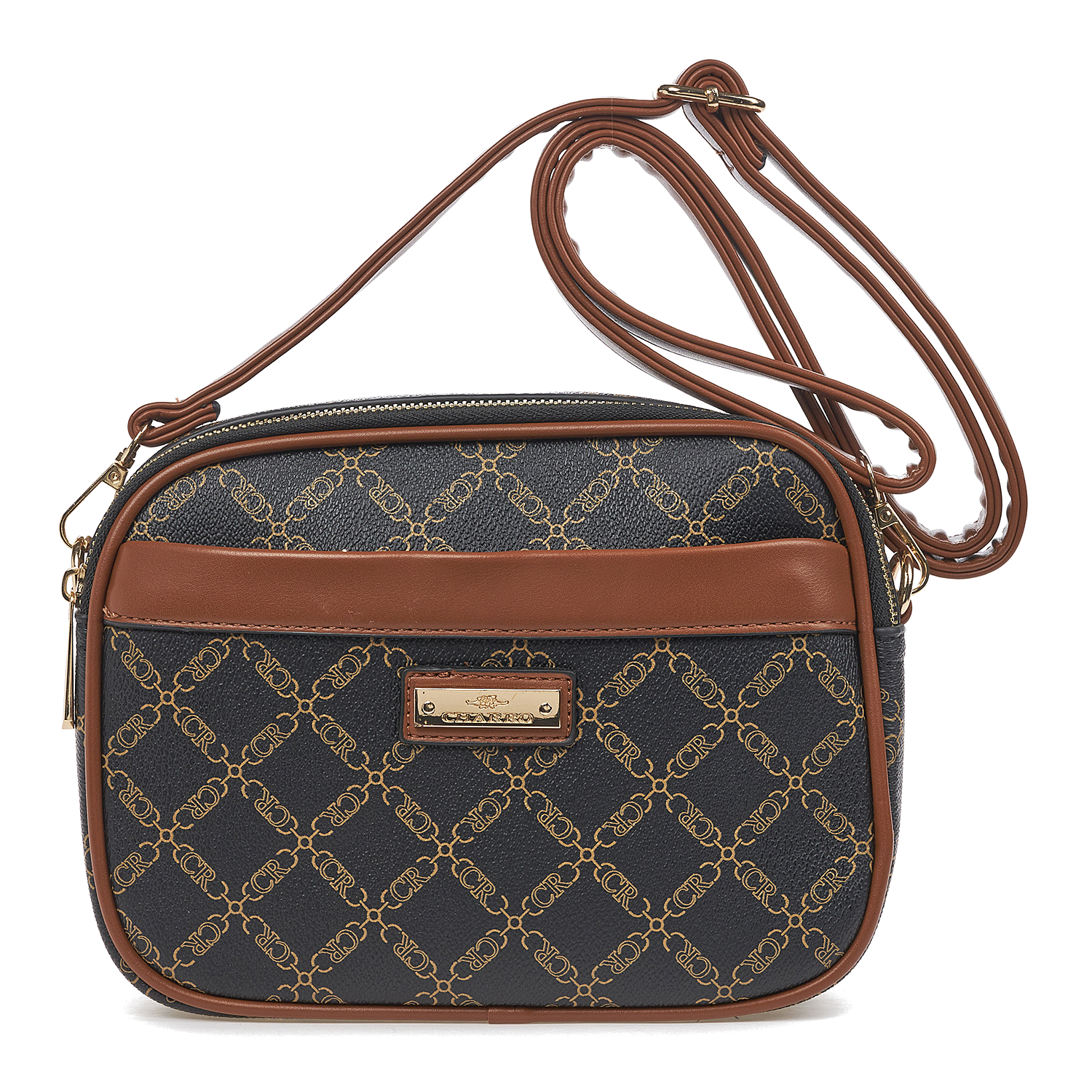 Γυναικεία Τσάντα Χιαστί Ώμου Charro CH 9668-18 Μαύρο-Καφέ