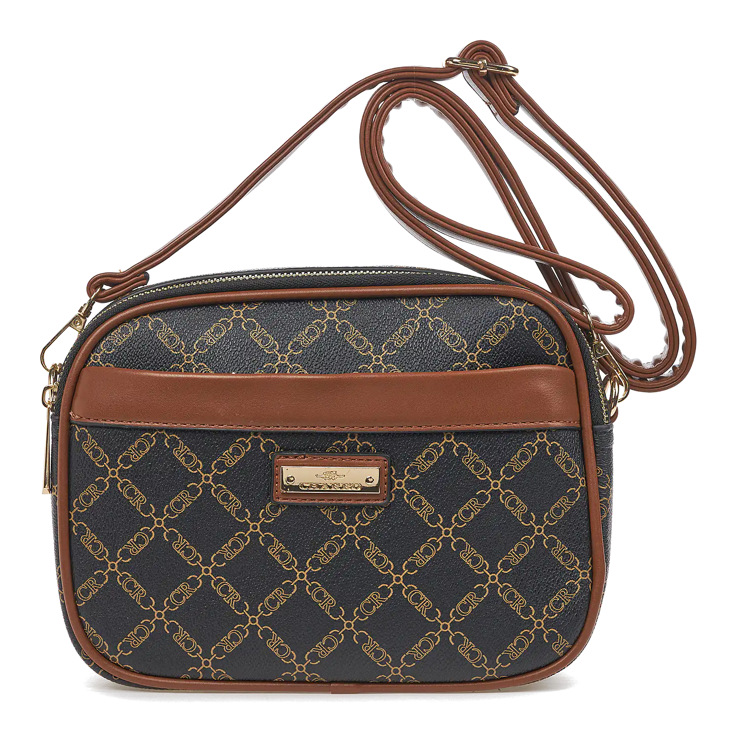 Γυναικεία Τσάντα Χιαστί Ώμου Charro CH 9668-18 Μαύρο-Καφέ