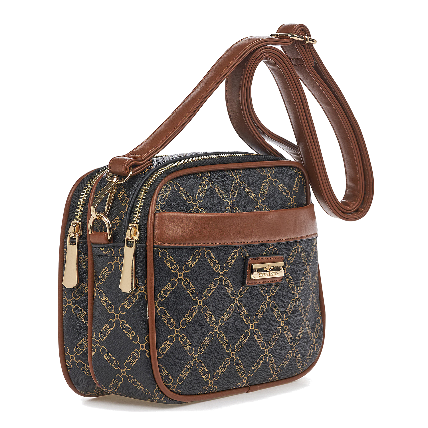 Γυναικεία Τσάντα Χιαστί Ώμου Charro CH 9668-18 Μαύρο-Καφέ