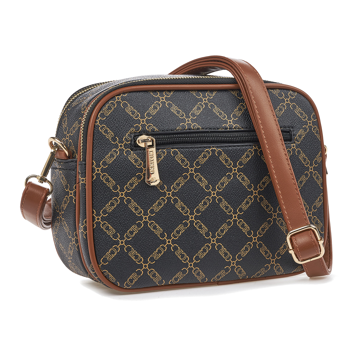 Γυναικεία Τσάντα Χιαστί Ώμου Charro CH 9668-18 Μαύρο-Καφέ