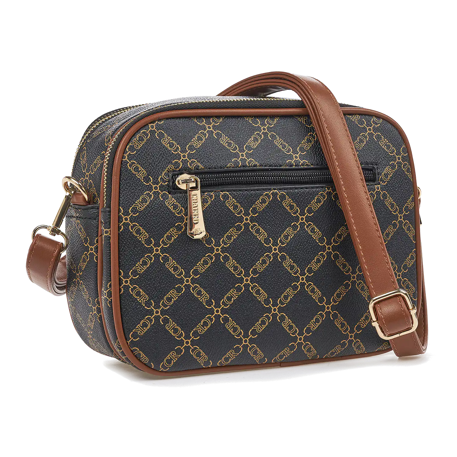 Γυναικεία Τσάντα Χιαστί Ώμου Charro CH 9668-18 Μαύρο-Καφέ