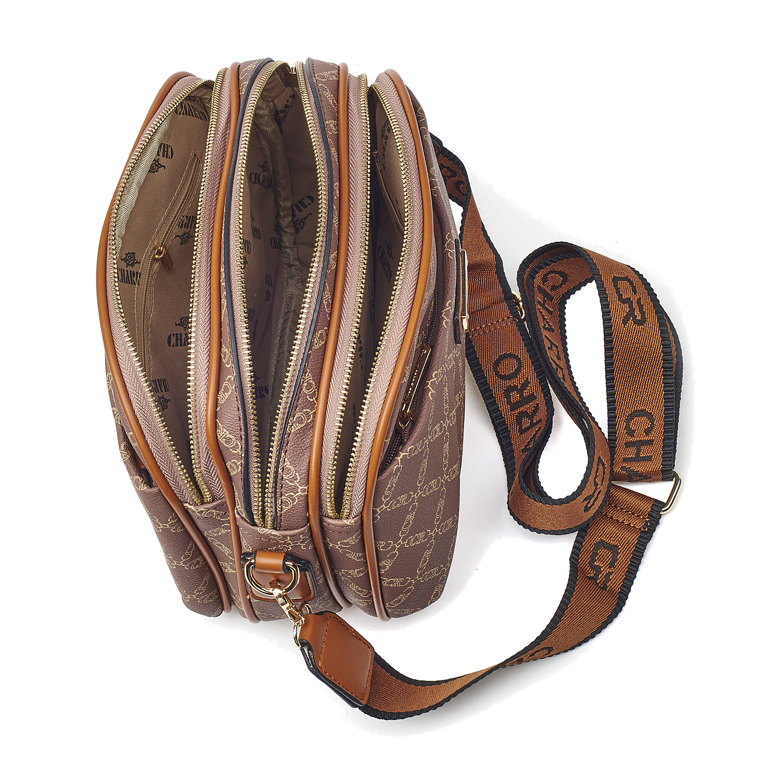 Γυναικεία Τσάντα Χιαστί Ώμου Charro  CH3078-124 Καφέ Με Καφέ Λεπτομέρειες