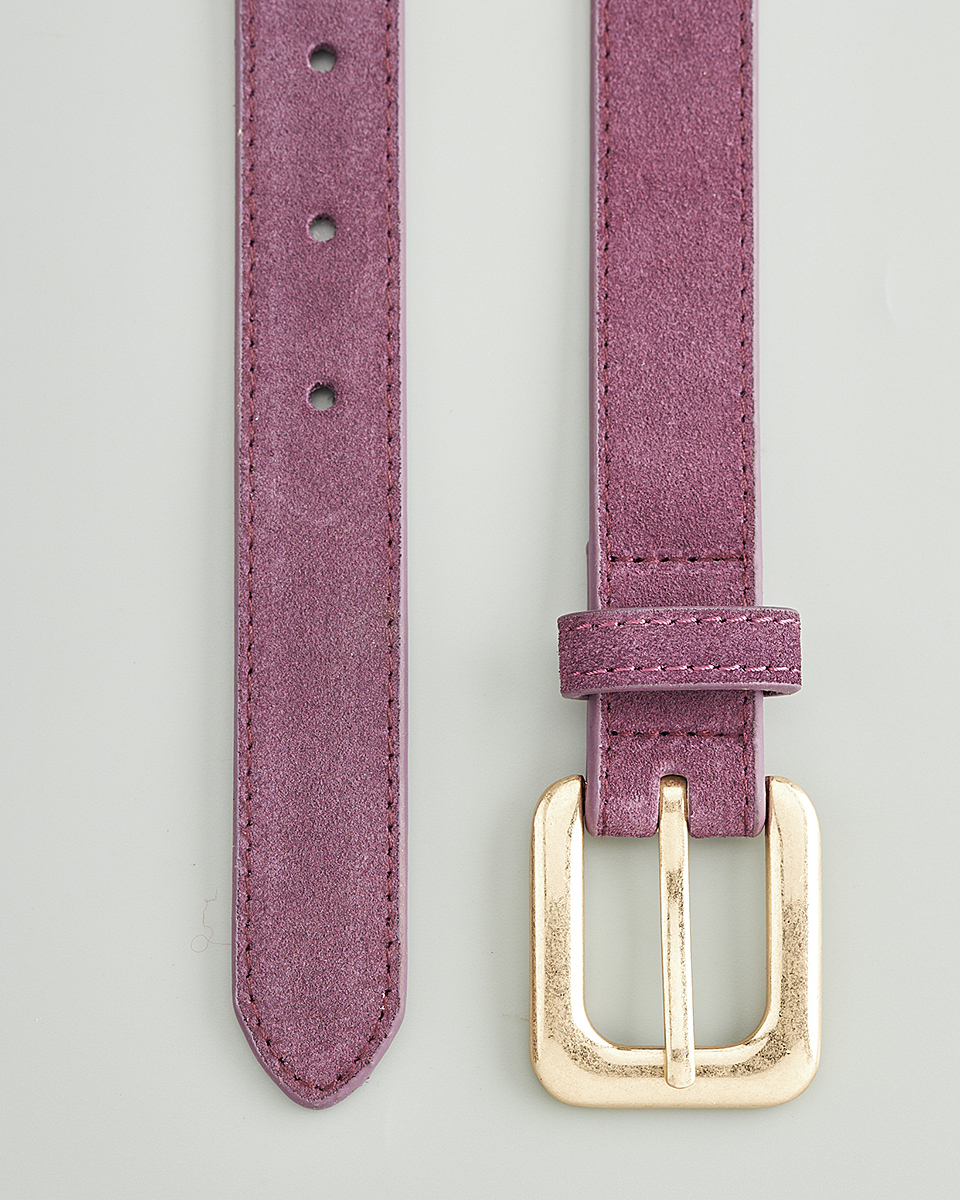 Δερμάτινη Γυναικεία Ζώνη με Τετράγωνη Μεταλλική Αγκράφα CT3981 Ματζέντα