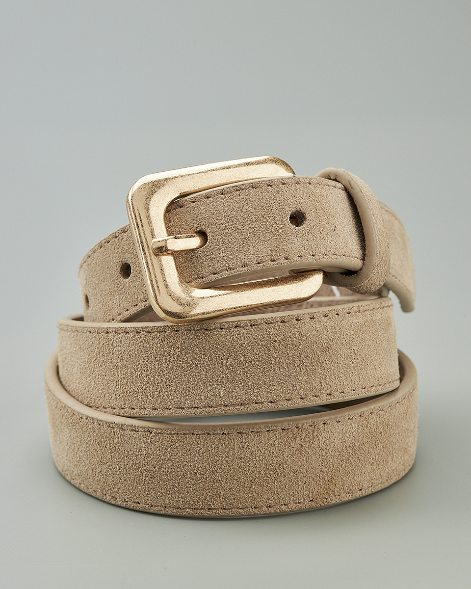 Δερμάτινη Γυναικεία Ζώνη με Τετράγωνη Μεταλλική Αγκράφα CT3981 Beige