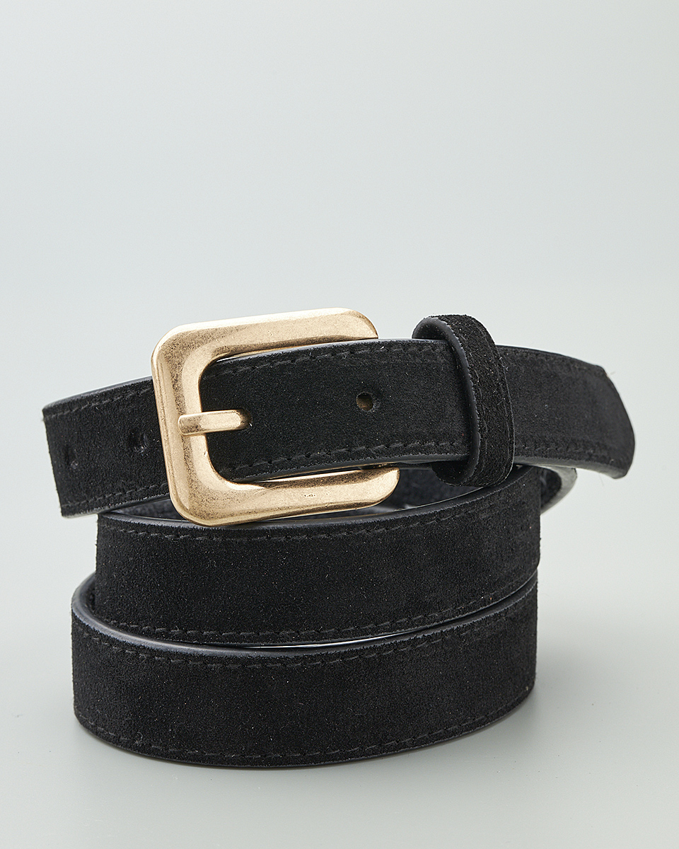 Δερμάτινη Γυναικεία Ζώνη με Τετράγωνη Μεταλλική Χρυσή Αγκράφα CT3981 black-gold