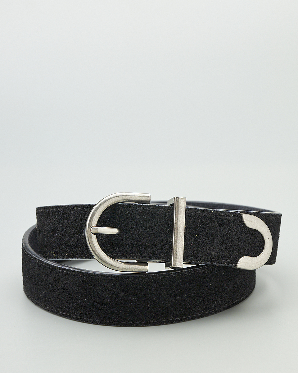 Δερμάτινη Γυναικεία Ζώνη με Μεταλλική Ημικυκλική Αγκράφα CT3983 black