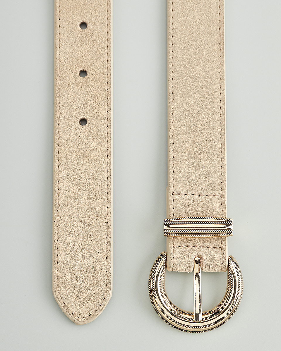 Δερμάτινη Γυναικεία Ζώνη με Ανάγλυφη Στρογγυλή Αγκράφα CT3986 Ματζέντα