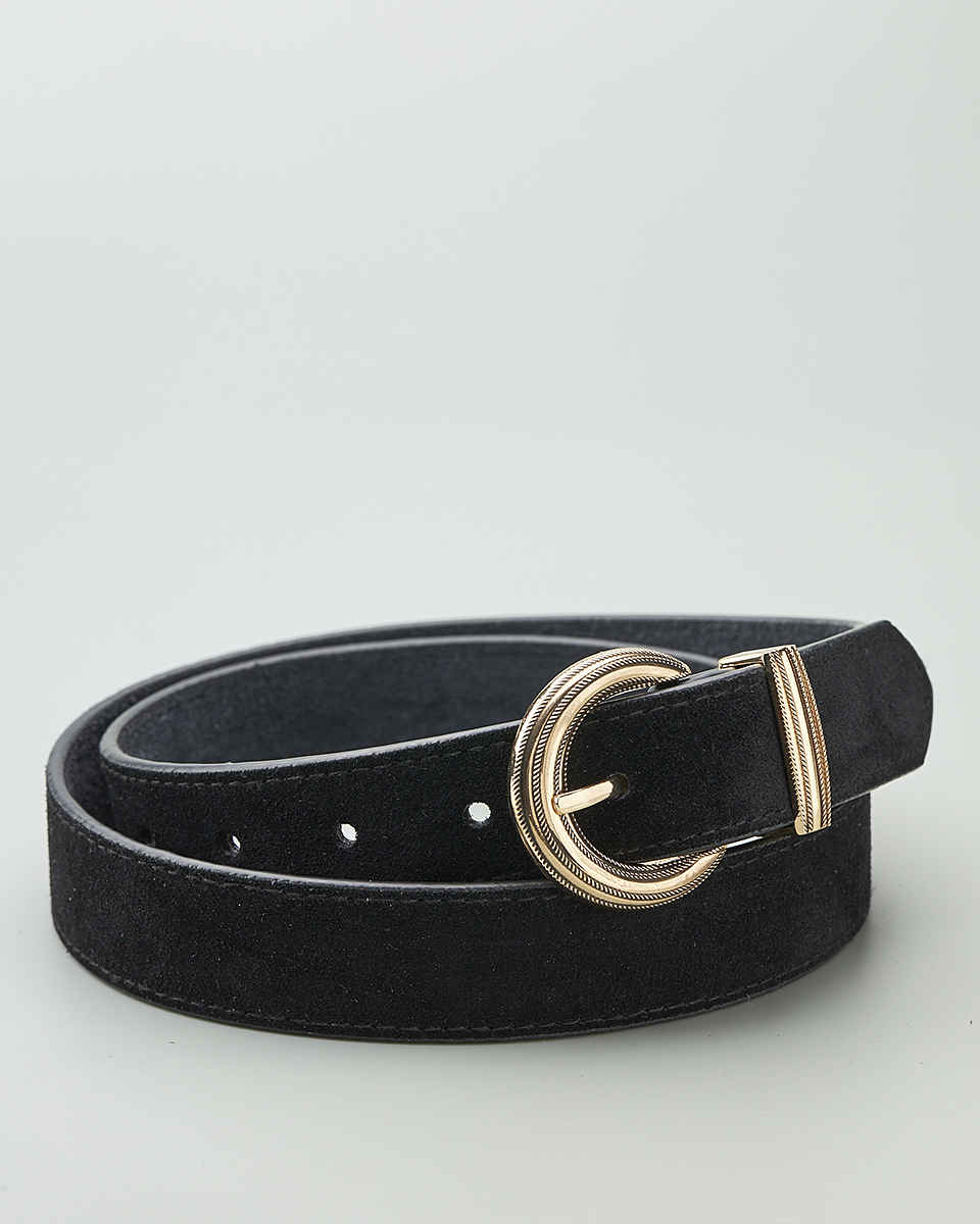 Δερμάτινη Γυναικεία Ζώνη με Ανάγλυφη Στρογγυλή Αγκράφα CT3986 Ματζέντα